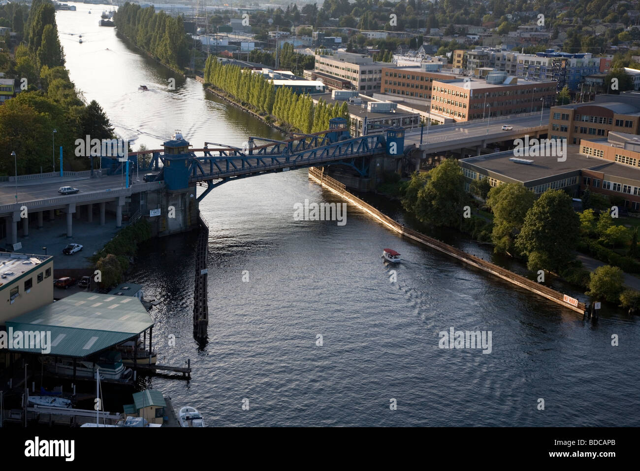 Lake Washington Ship Canal Seattle Washington den Kanal verbindet Lake Washington mit dem Puget Sound Stockfoto