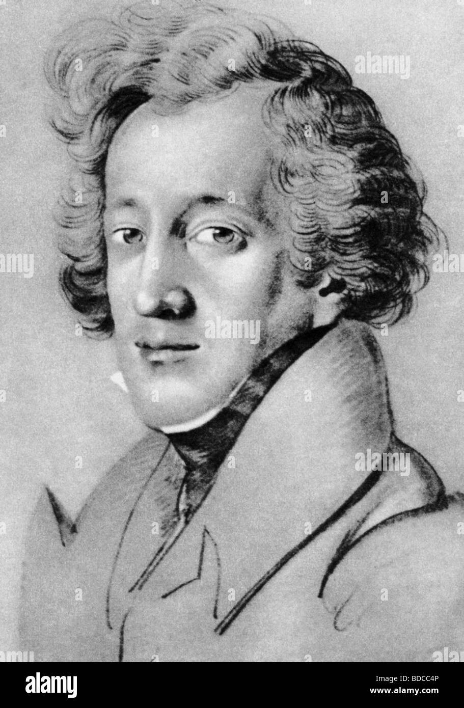 Mendelssohn-Bartholdy, Felix, 3.2.1809 - 4.11.1847, deutscher Komponist, Porträt, Zeichnung, ca. um 1840, Stockfoto