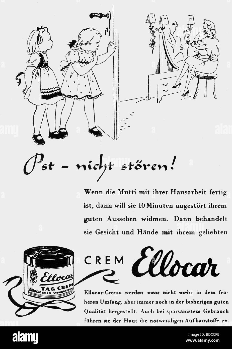 Werbung, Ellocar verschwindend creme, Werbung, Deutschland, 1942, Stockfoto