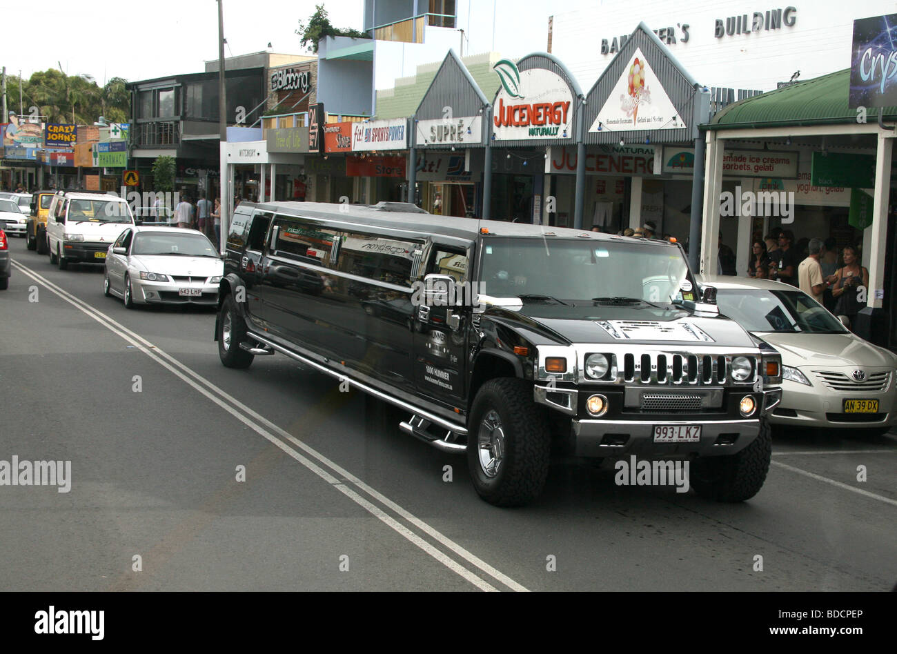 Hummer stretch-Limousine in Byron Bay während BluesFest Stockfoto