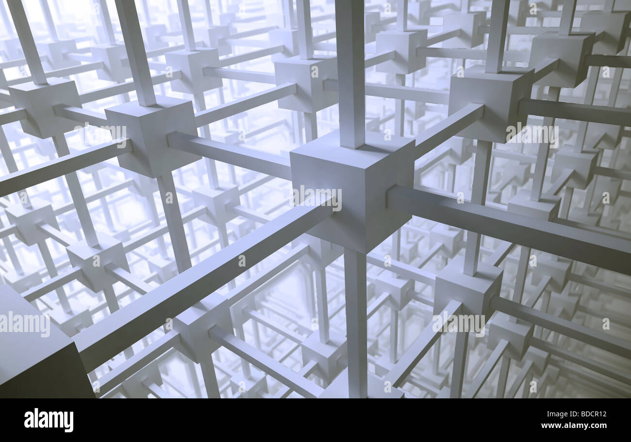 3D-Rendering einer abstrakten Netzwerk-Struktur Stockfoto