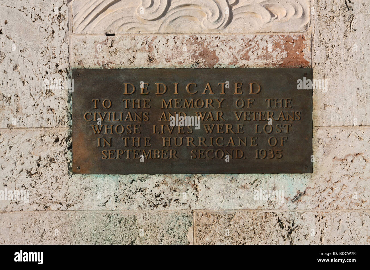 Hurrikan-Denkmal in Islamorada Florida Stockfoto