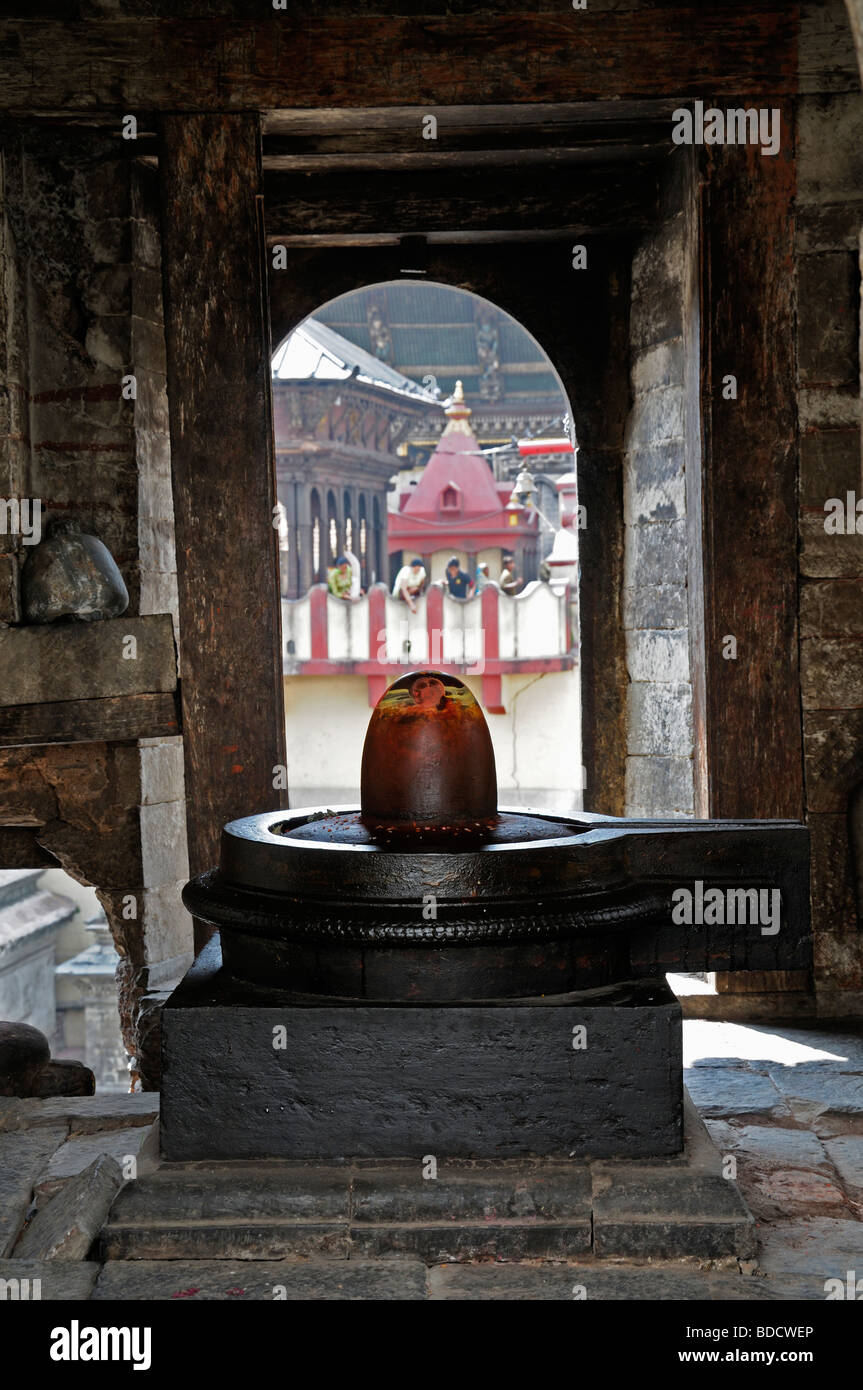 Pashupatinath Kathmandu Nepal Stein Shiva Lingam innerhalb einer Votiv Schreine Chaityas Beerdigung Denkmäler Gedenkstätten Stockfoto