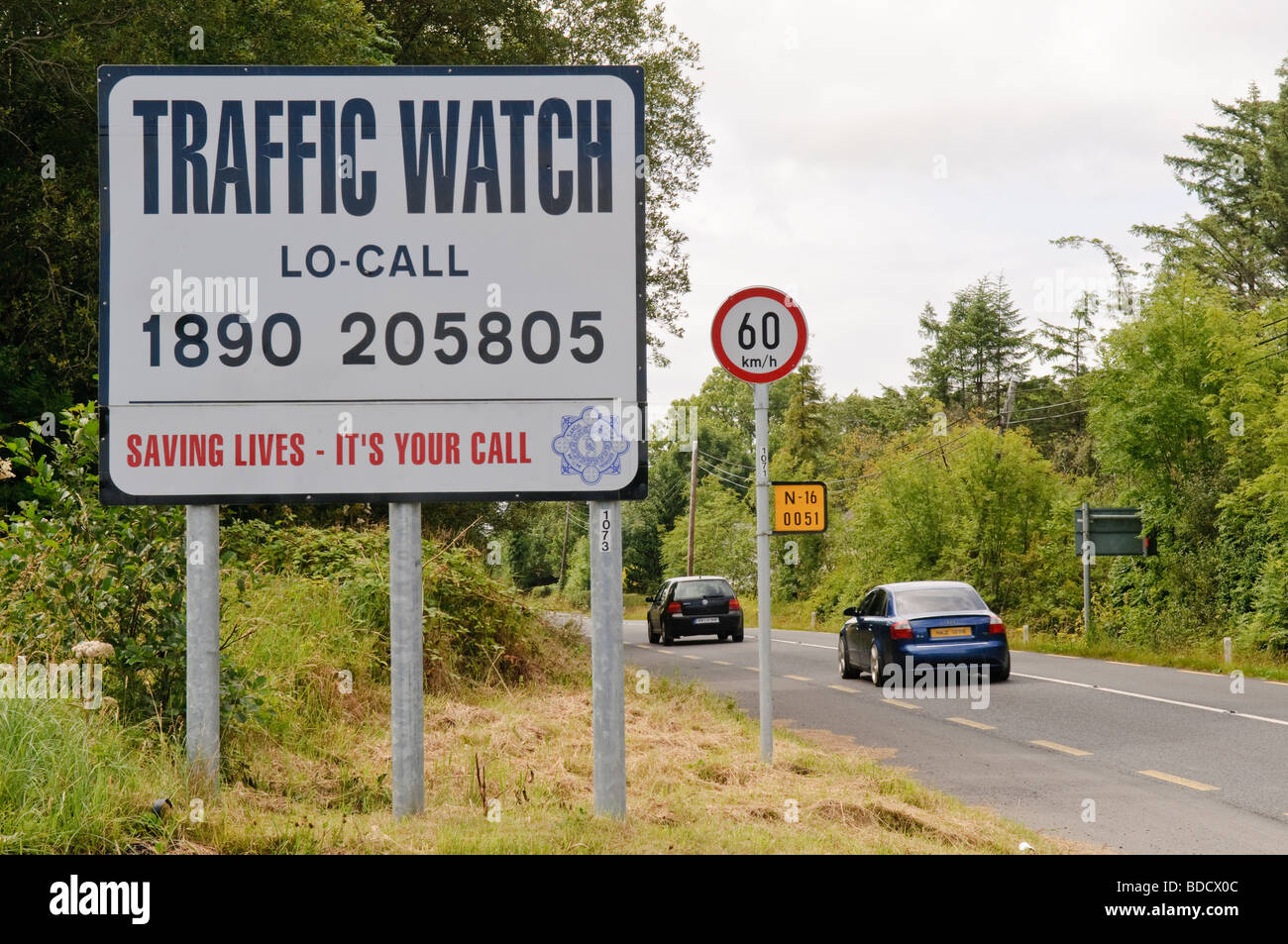 "Traffic Watch" Sicherheit Straßenschild in Irland Stockfoto