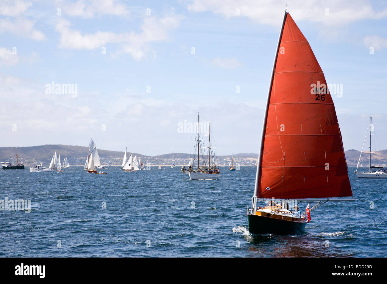 Boote, nähert sich Hobart während der 2009 Australian hölzerne Boot Festival Tasmanien Australien Stockfoto