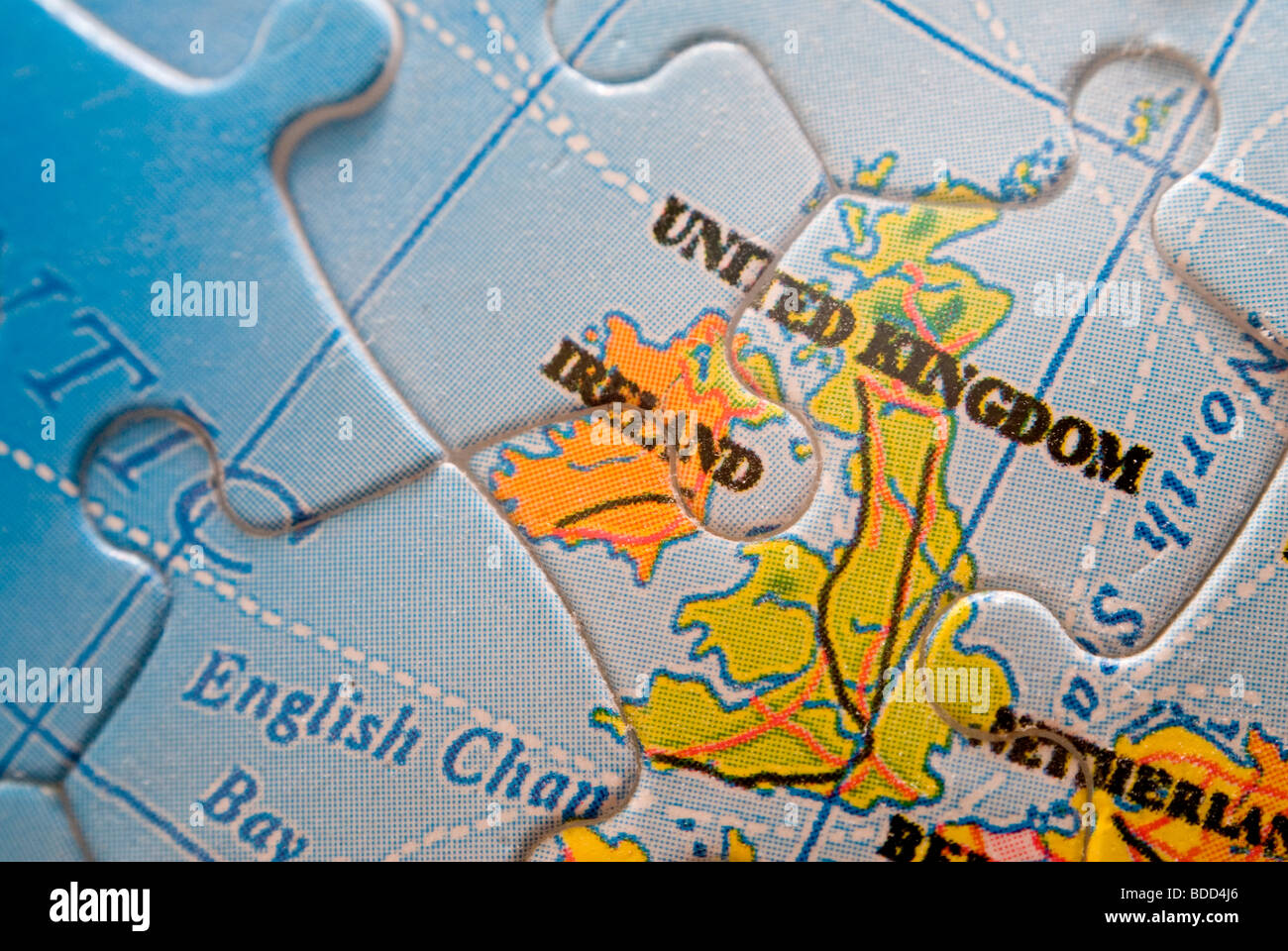 Detail eines Globus Karte Jigsaw-Details Stockfoto