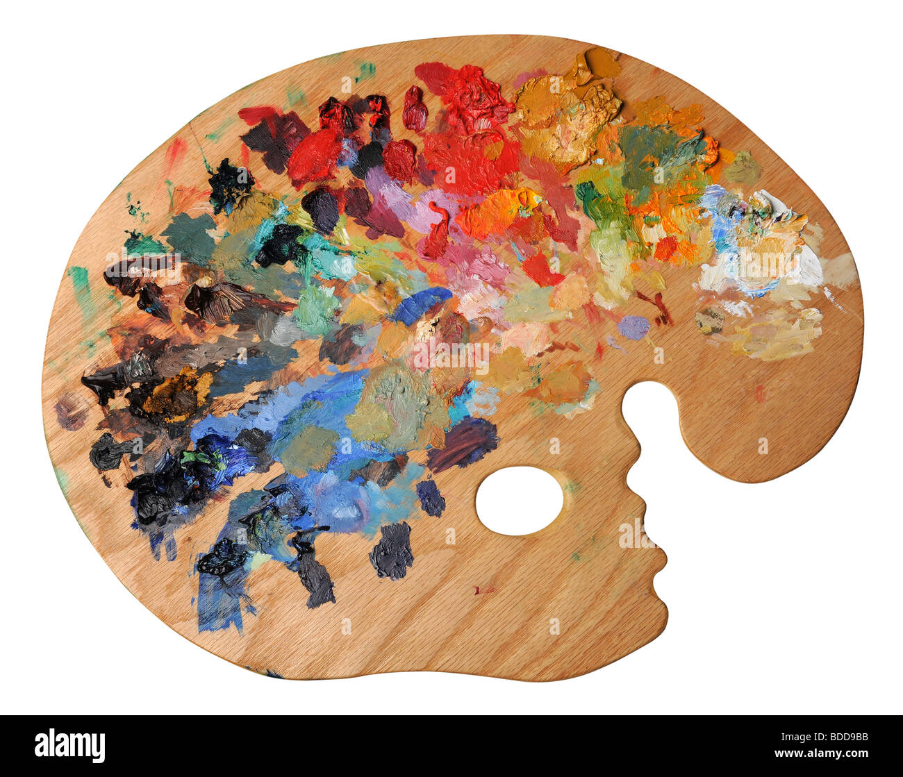 Palette der ergonomischen Künstlers über einen weißen Hintergrund isoliert Stockfoto