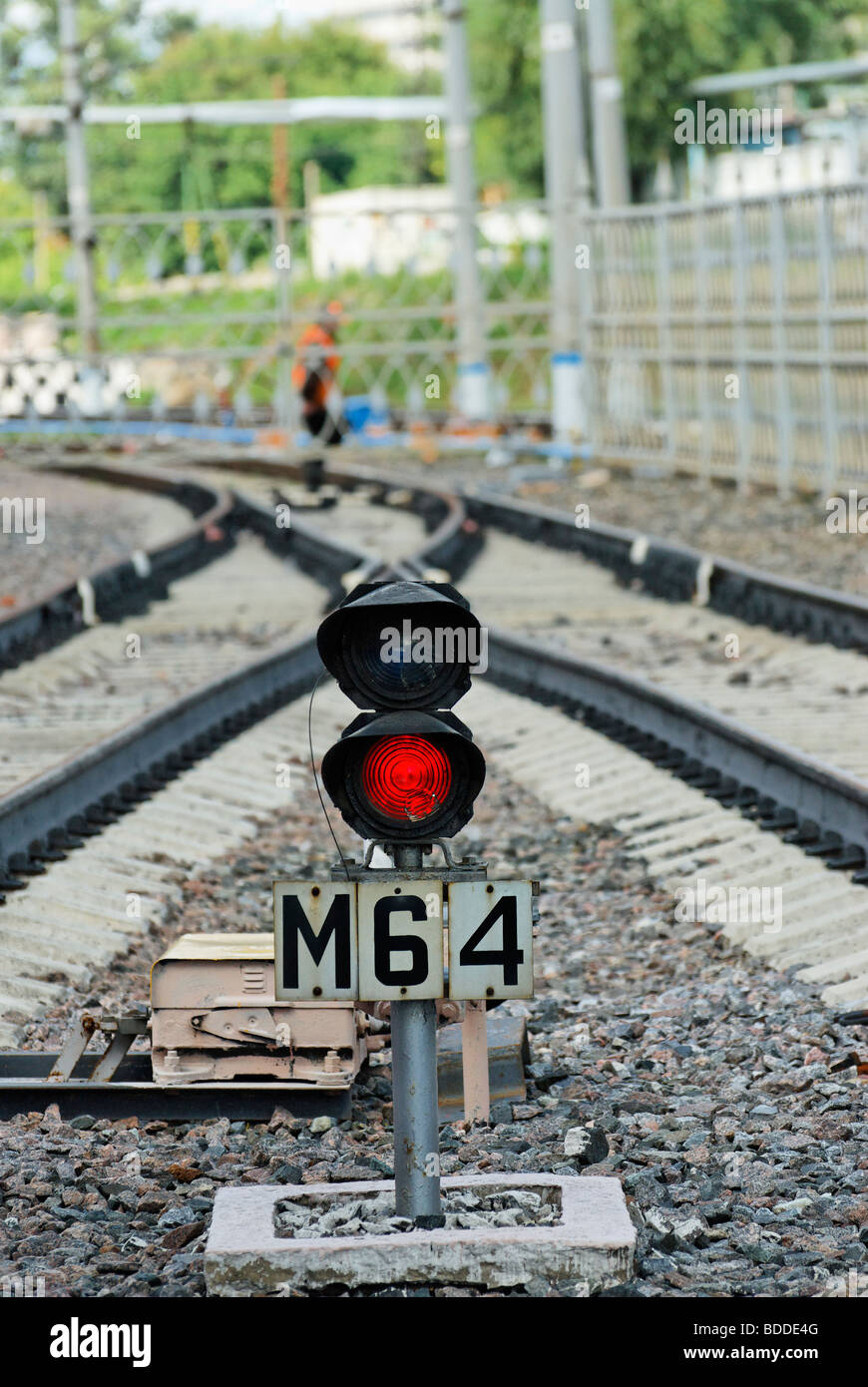 Rotlicht der Eisenbahn semaphore Stockfoto