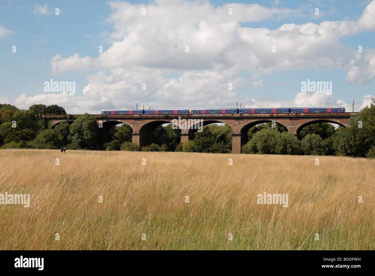 Eine s-Bahn überfährt der Wharncliffe Viadukt (entworfen von Isambard Kingdom Brunel) in Hanwell, London, UK. Stockfoto