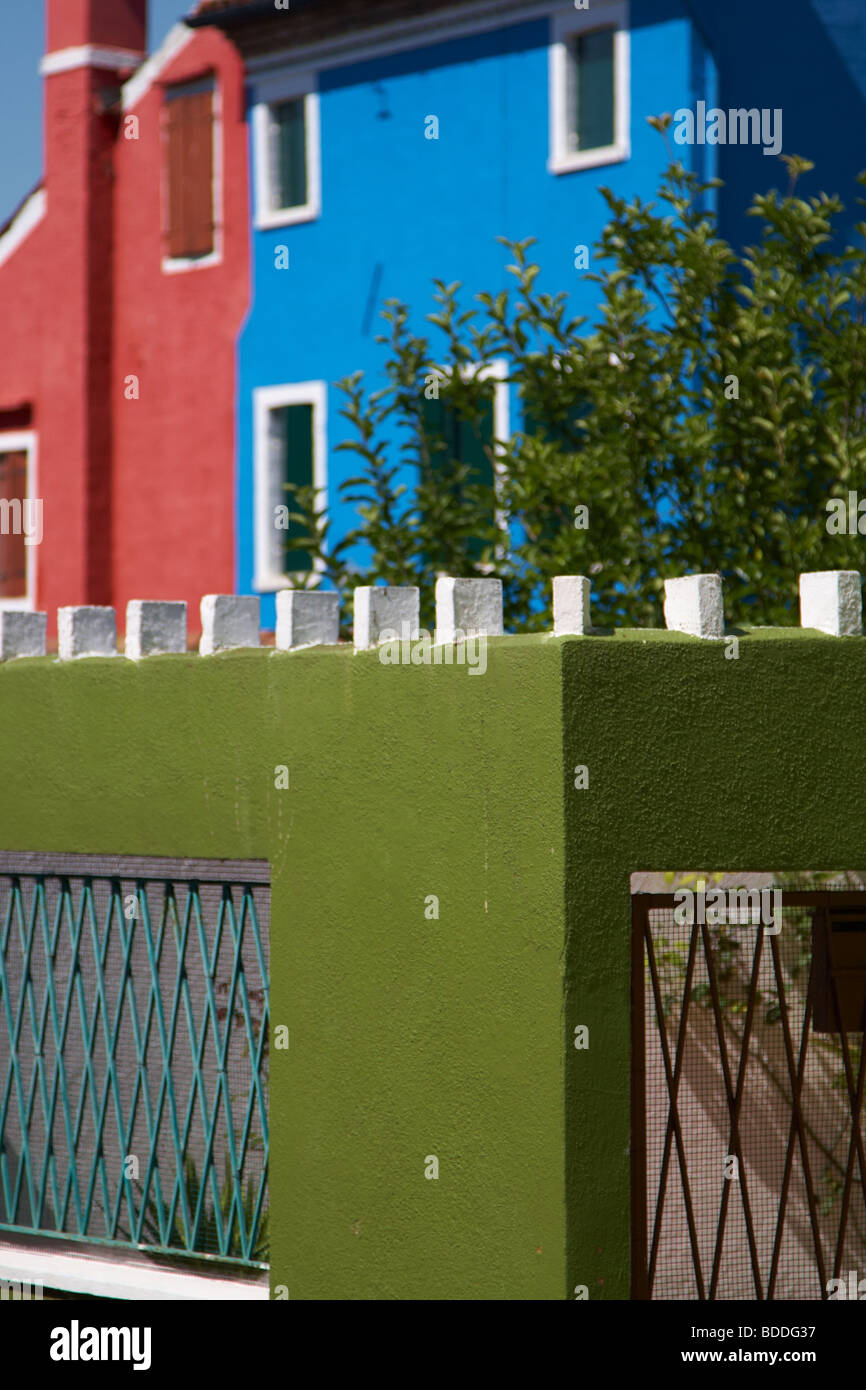 farbige Häuser auf der Insel Burano, Venedig Stockfoto