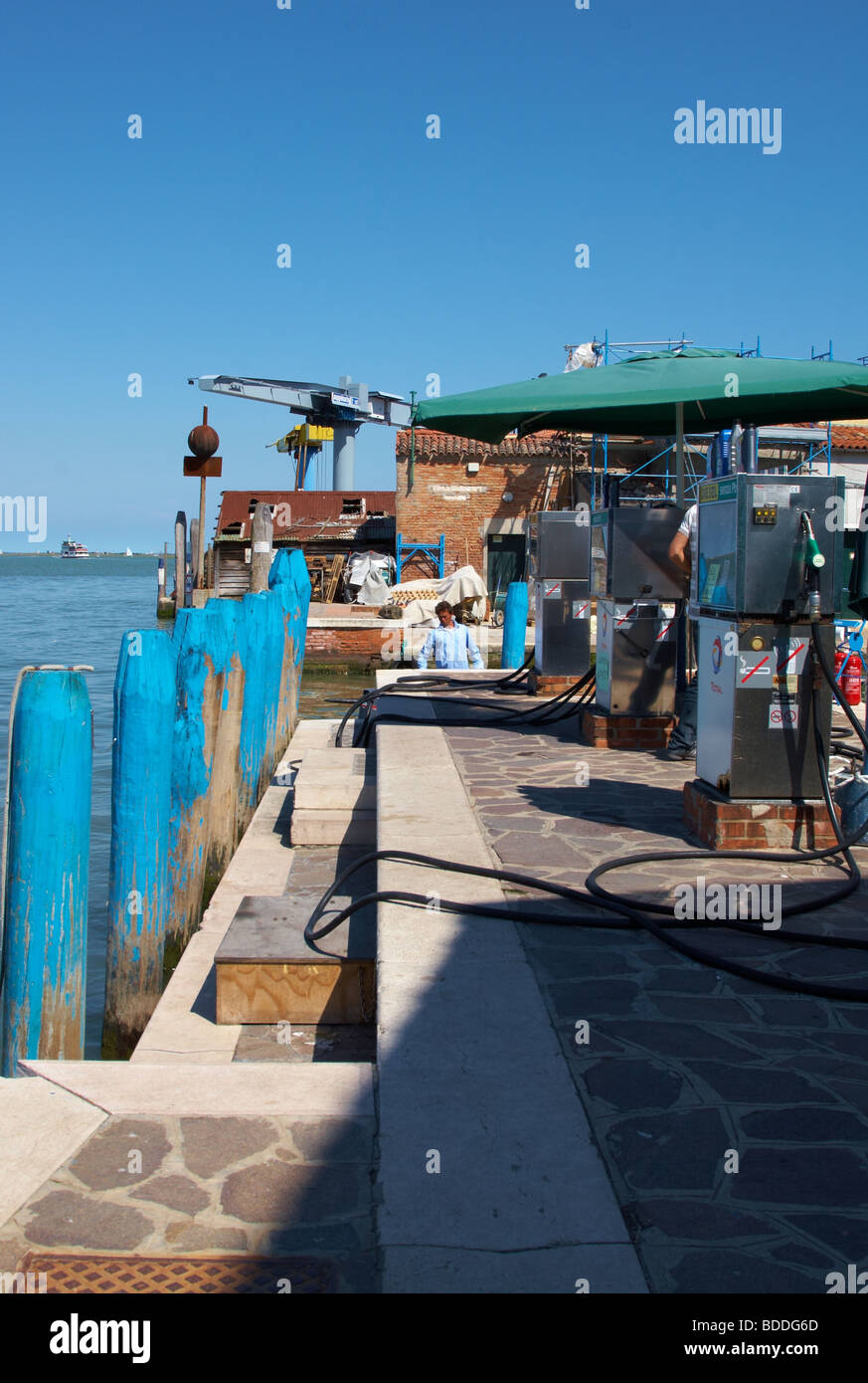 Tankstelle auf der Insel Burano, Venedig Stockfoto