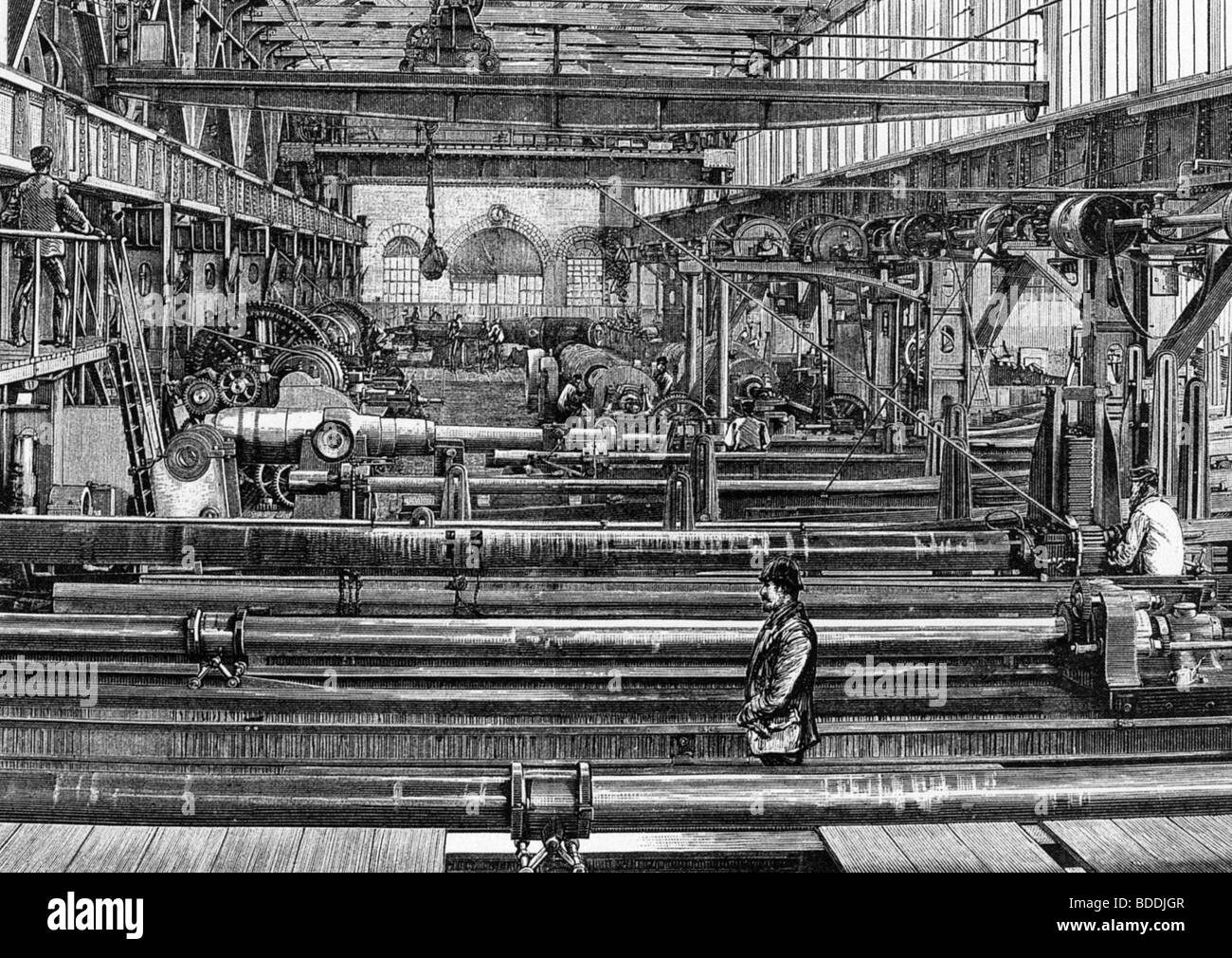 Rüstung - Herstellung Artillerie bei William Armstrongs Elswick Works in Newcastle im Jahr 1887 Stockfoto