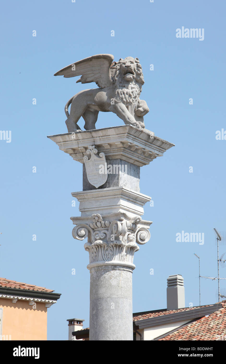 Der Löwe von San Marco in Piazza Libertà, Udine, Friaul Julisch Venetien, Italien Stockfoto