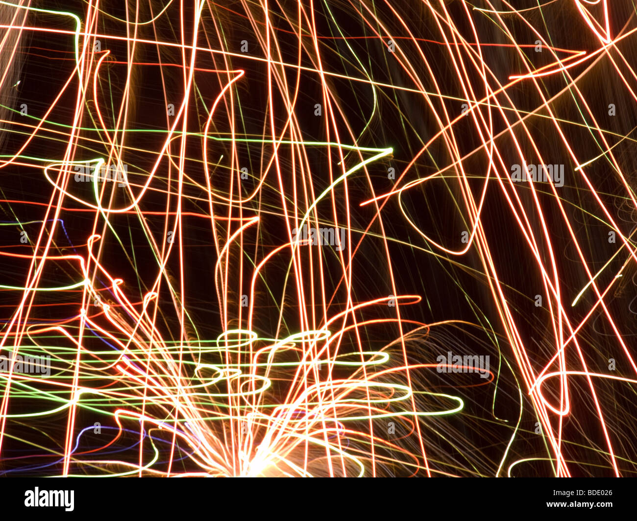 Abstrakte Feuerwerk bunten Linien und Kurven. Streifen.  OLYMPUS DIGITALKAMERA Stockfoto