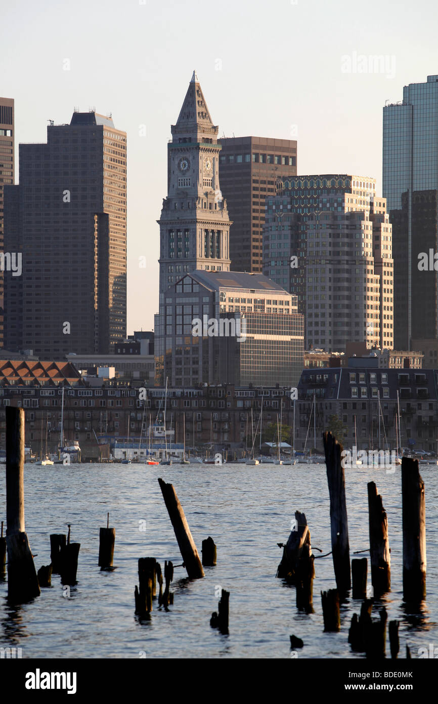 Custom House Tower, Skyline von Boston harbor Stockfoto