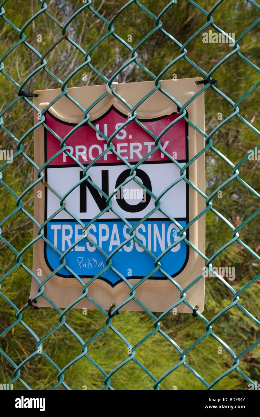 Kein Hausfriedensbruch Zeichen auf US Regierungseigentum am Makapuu auf Oahu Hawaii USA Stockfoto