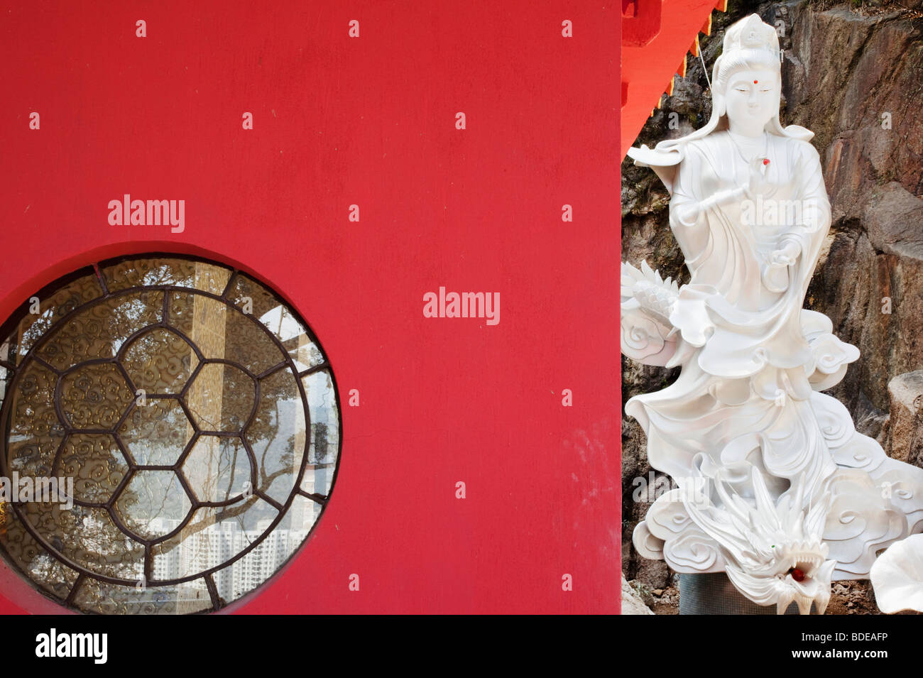 Tempel der Zehntausend Buddhas in Sha Tin, Hong Kong, China. Stockfoto