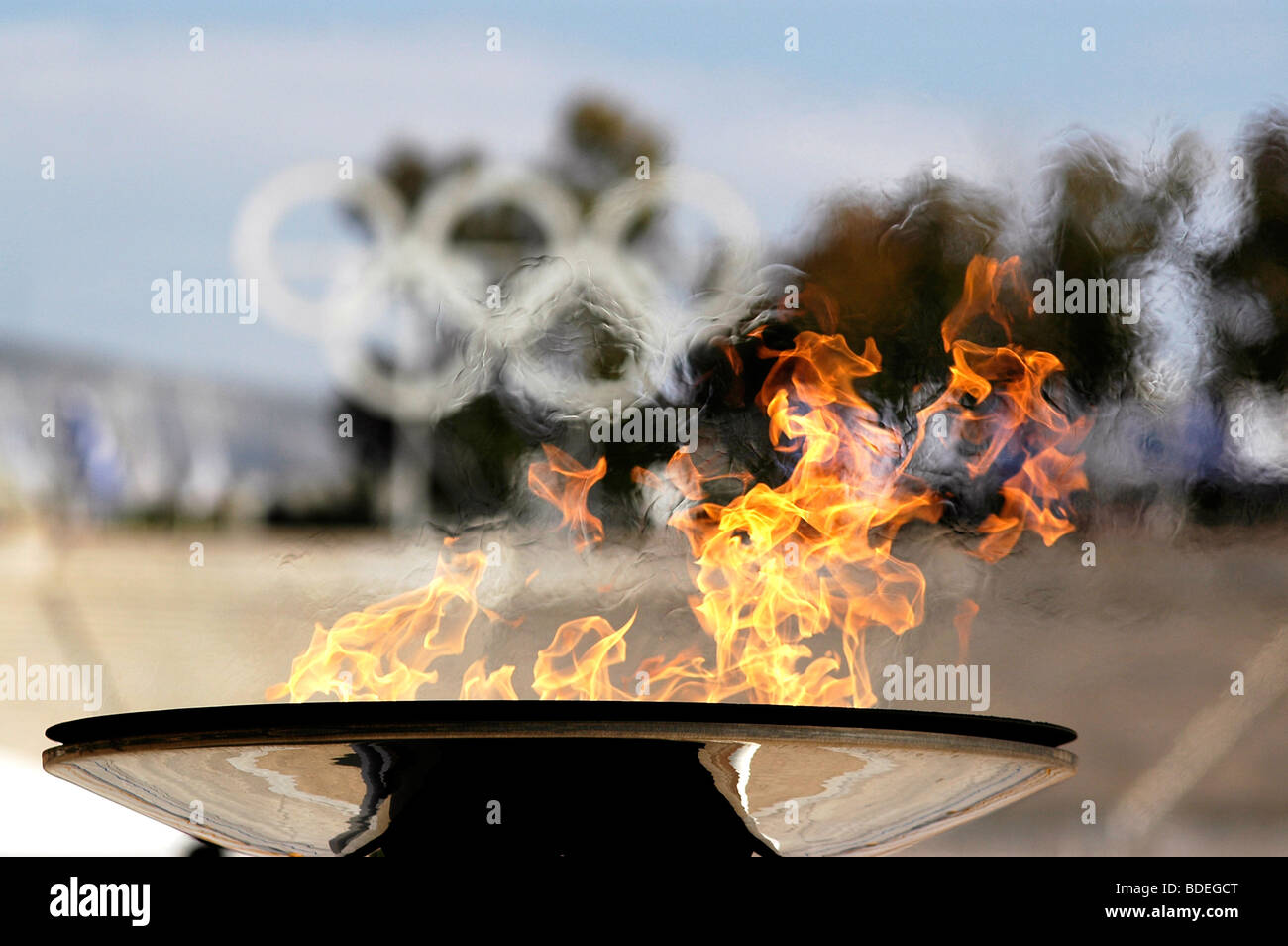 Die Olympische Flamme Stockfoto