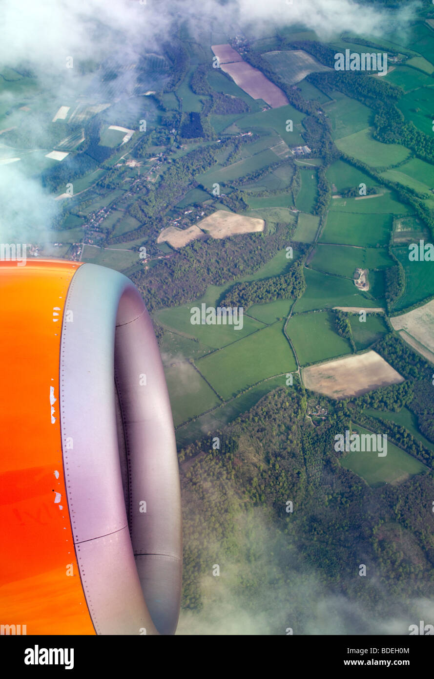 Französischen Bocage-Landschaft aus einem Flugzeug Stockfoto