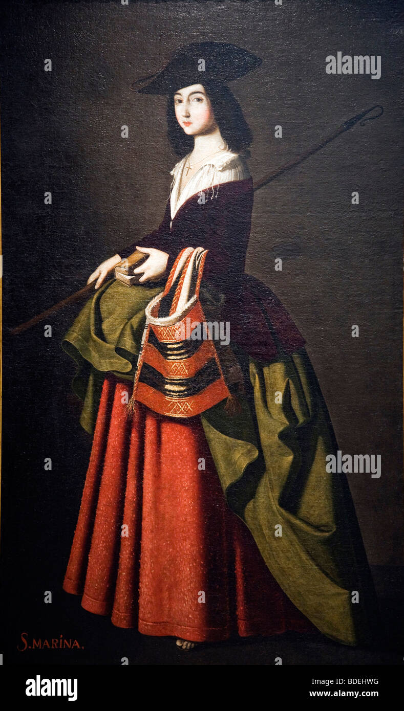 Saint Marina, Gemälde von Francisco de Zurbaran und seiner Werkstatt (1640), Museum der schönen Künste, Sevilla, Spanien Stockfoto