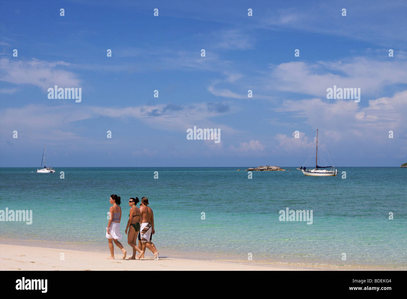 Sonne und Farniente am Strand Fernandez auf Cat Island Bahamas Stockfoto