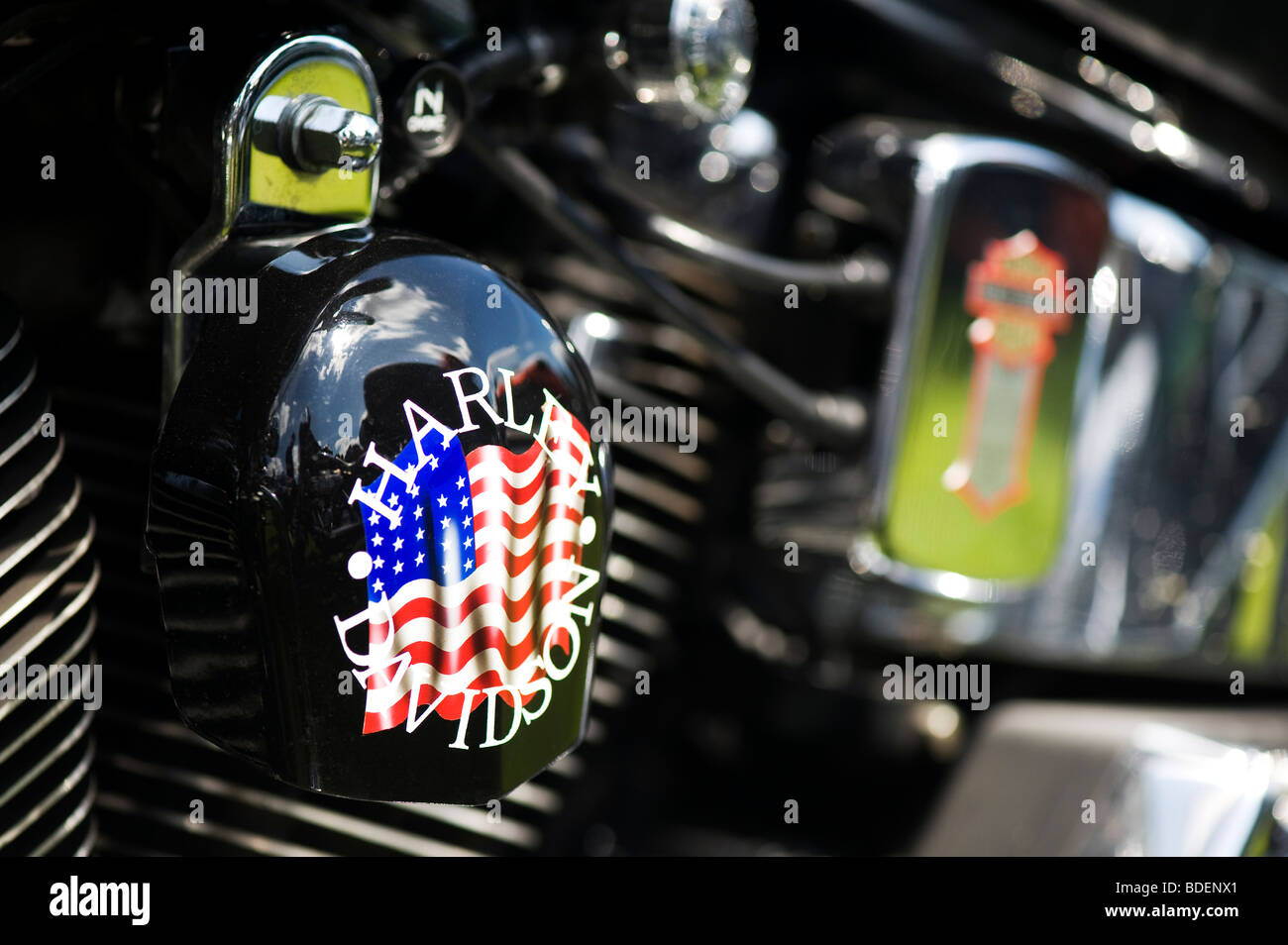 Harley Davidson Motorrad mit benutzerdefinierten amerikanische Flagge Malerarbeiten Stockfoto