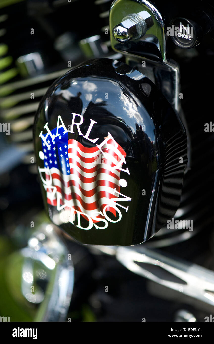 Harley Davidson Motorrad Detail mit benutzerdefinierten amerikanische Flagge Malerarbeiten Stockfoto