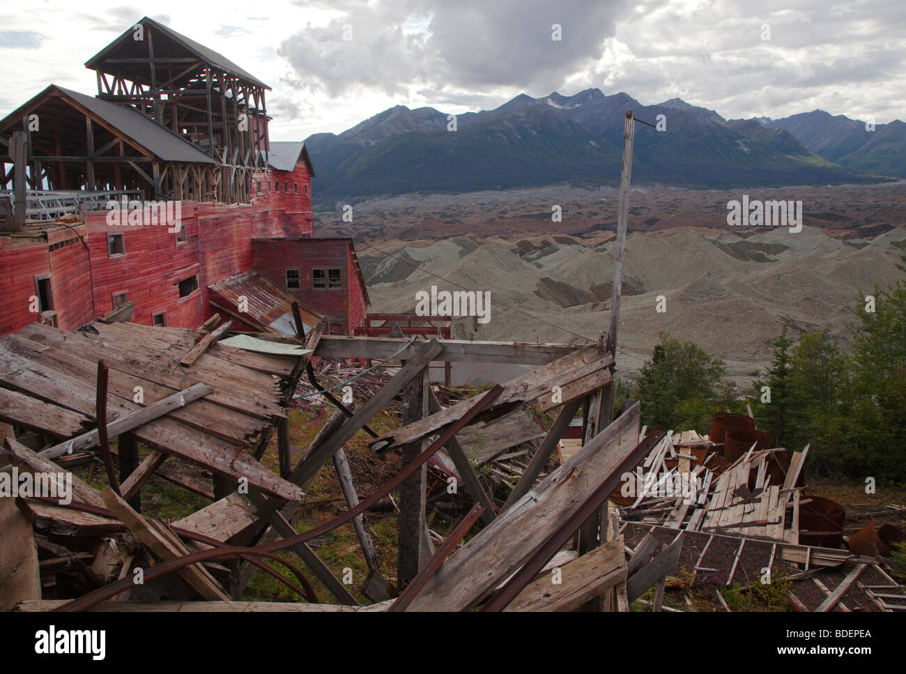 Historischen Kennecott Kupfer Mühle in Wrangell-St.-Elias-Nationalpark Stockfoto
