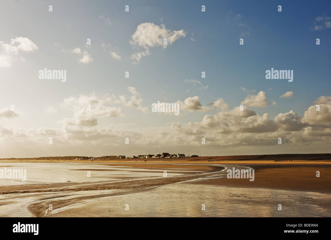 Der Strand von Camber Sands in East Sussex. Stockfoto