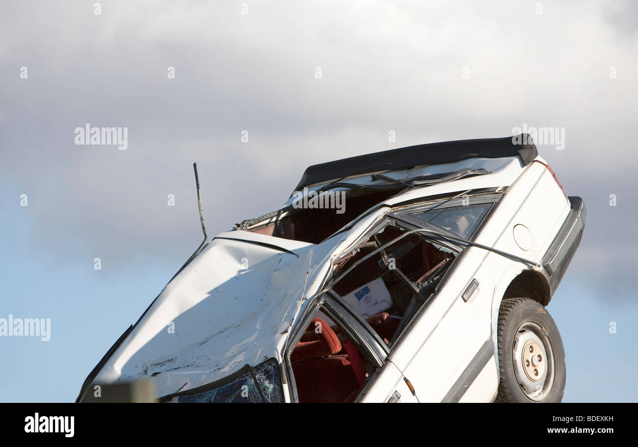 Abgestürztes Auto Stockfoto