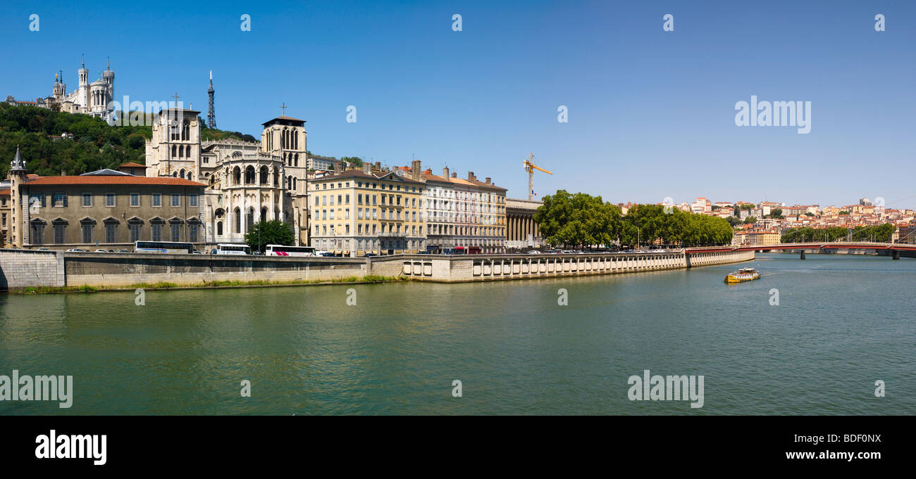 Aussicht auf den Fluss Saone in Lyon, Frankreich Stockfoto