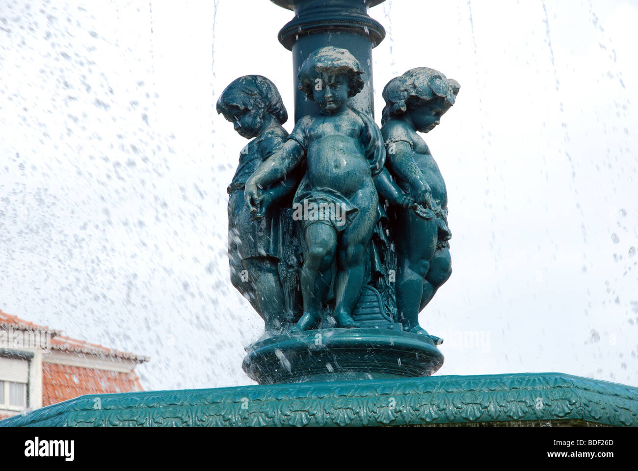 Statue, Rossio Platz, Lissabon, Portugal, Kinder Stockfoto