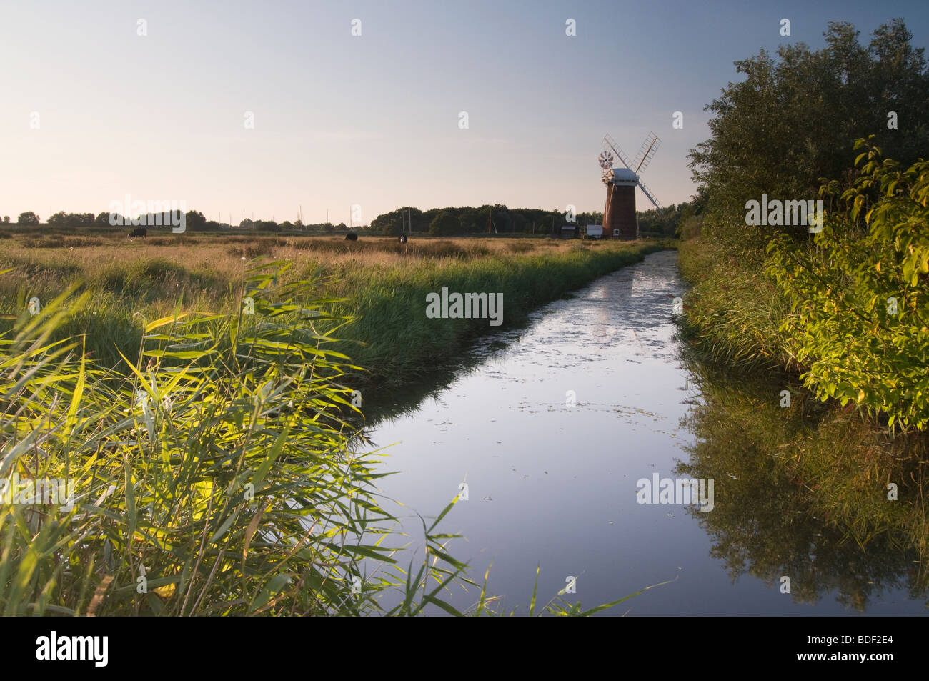 Abendlicht am Horsey Entwässerung Mühle, Norfolk Stockfoto