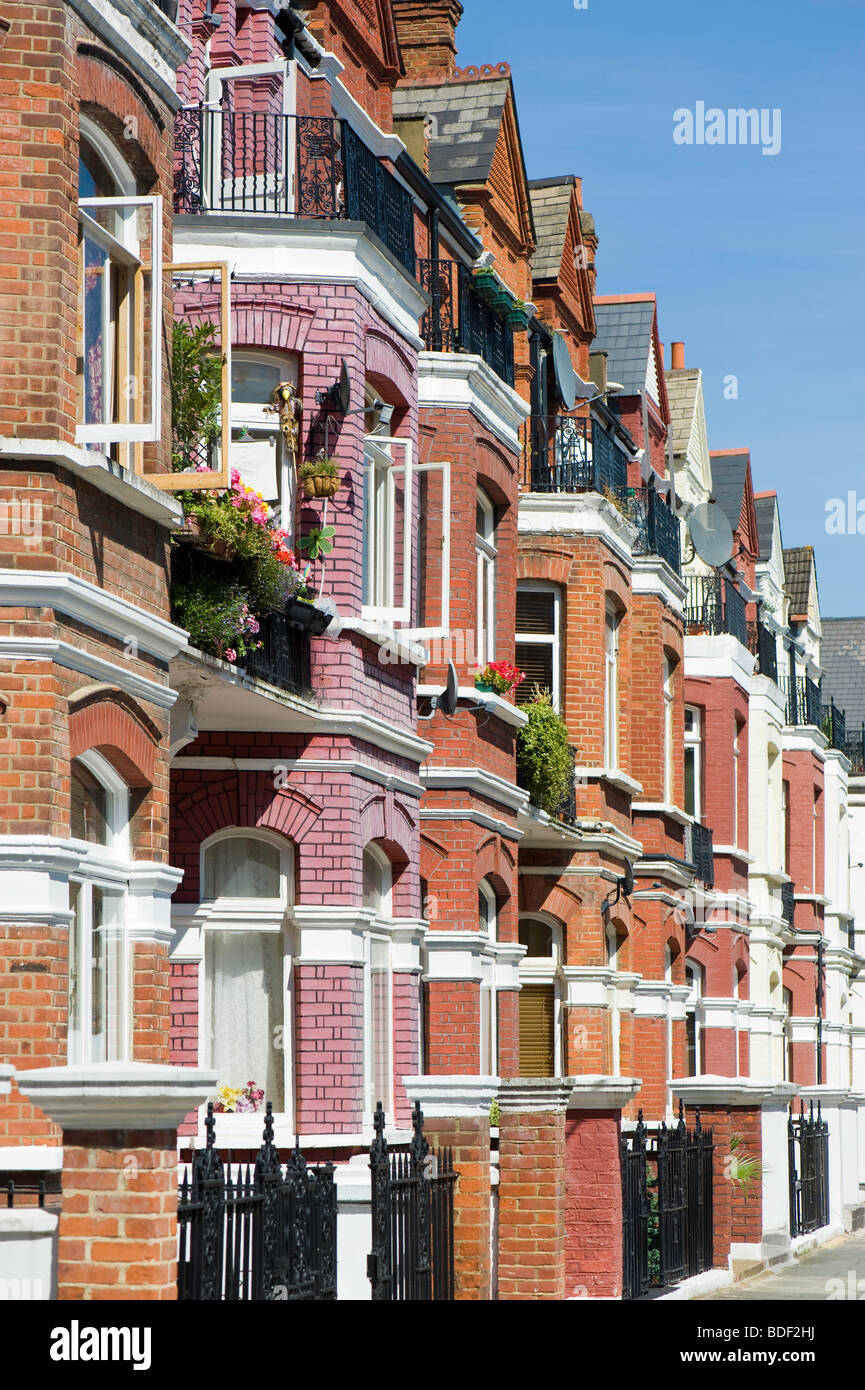 Häuser in Barons Court, W14, London, Vereinigtes Königreich Stockfoto