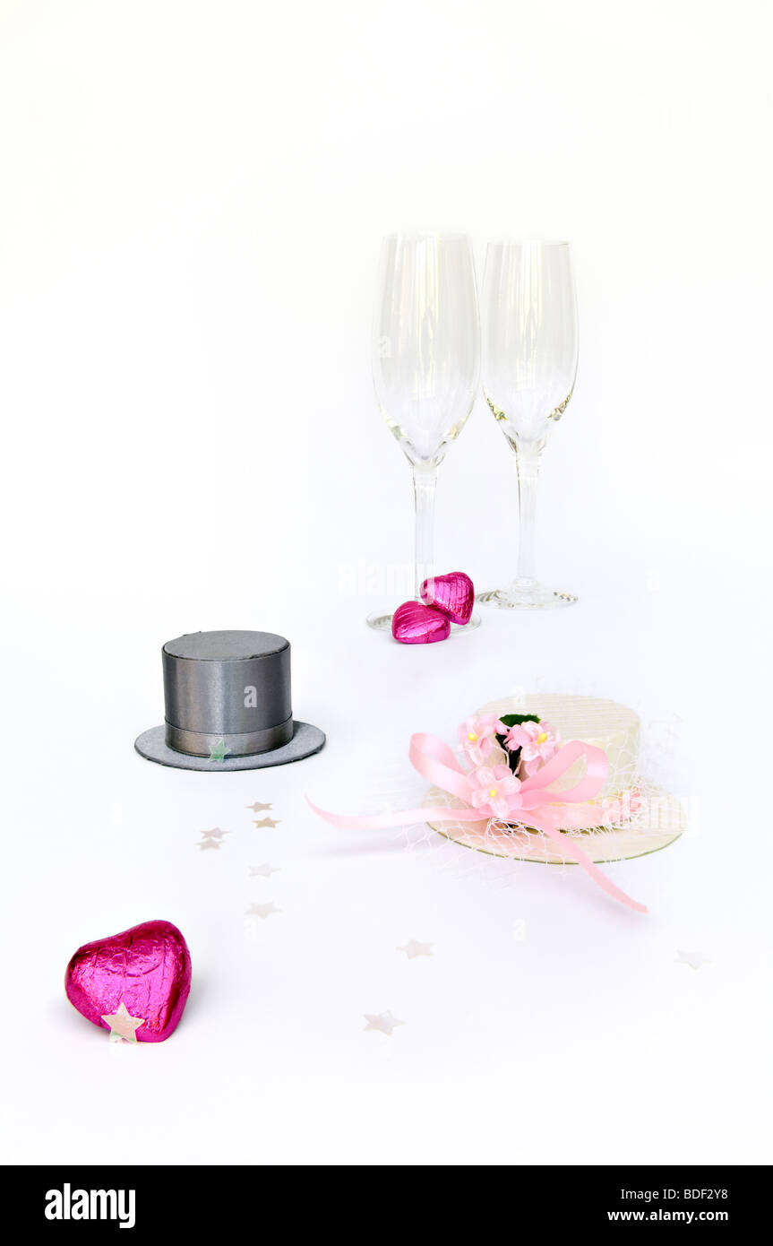Hochzeit Gefälligkeiten für Hochzeit Tischdekoration genommen auf einem weißen Hintergrund verwendet Stockfoto