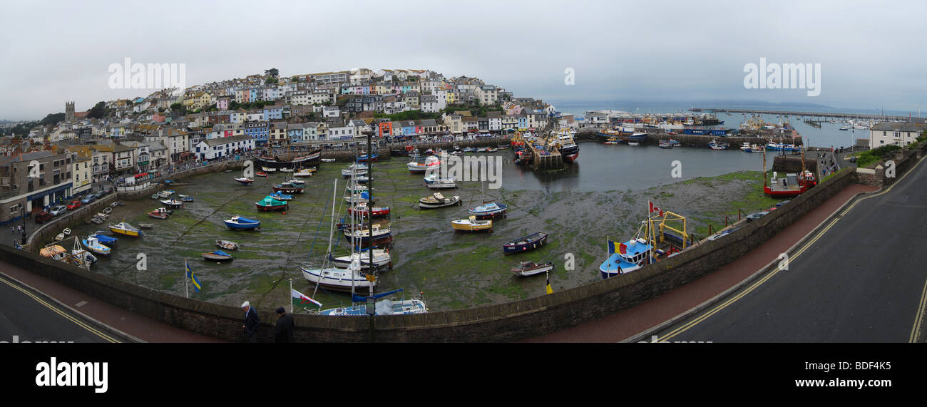 Panorama von Brixham Hafen bei Ebbe Anzahl 2743 Stockfoto