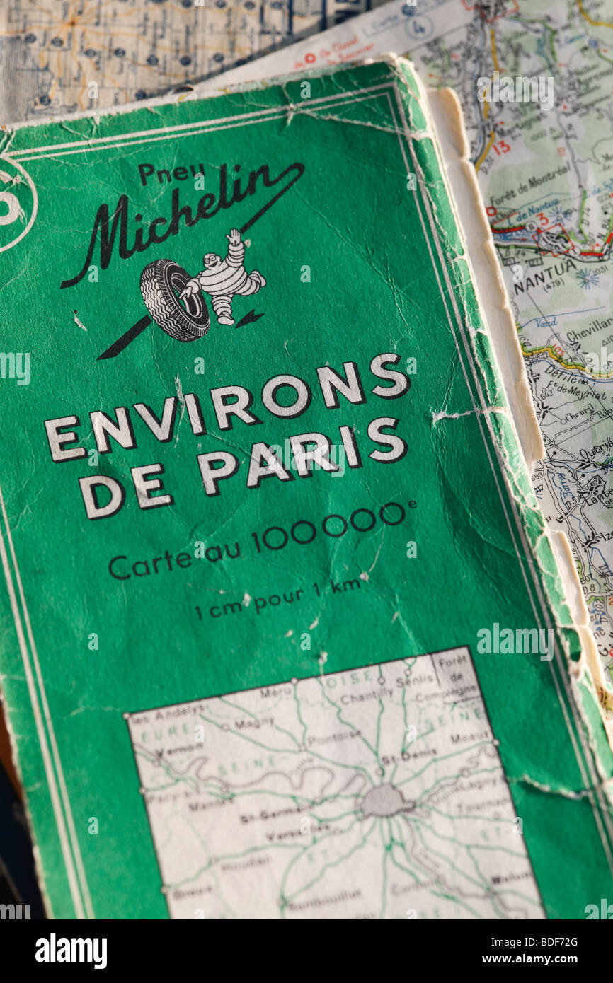 alten Michelin-Karte von paris Stockfoto