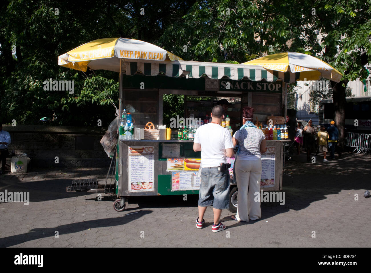 Hot-Dog stand Central Park in New York Stockfoto
