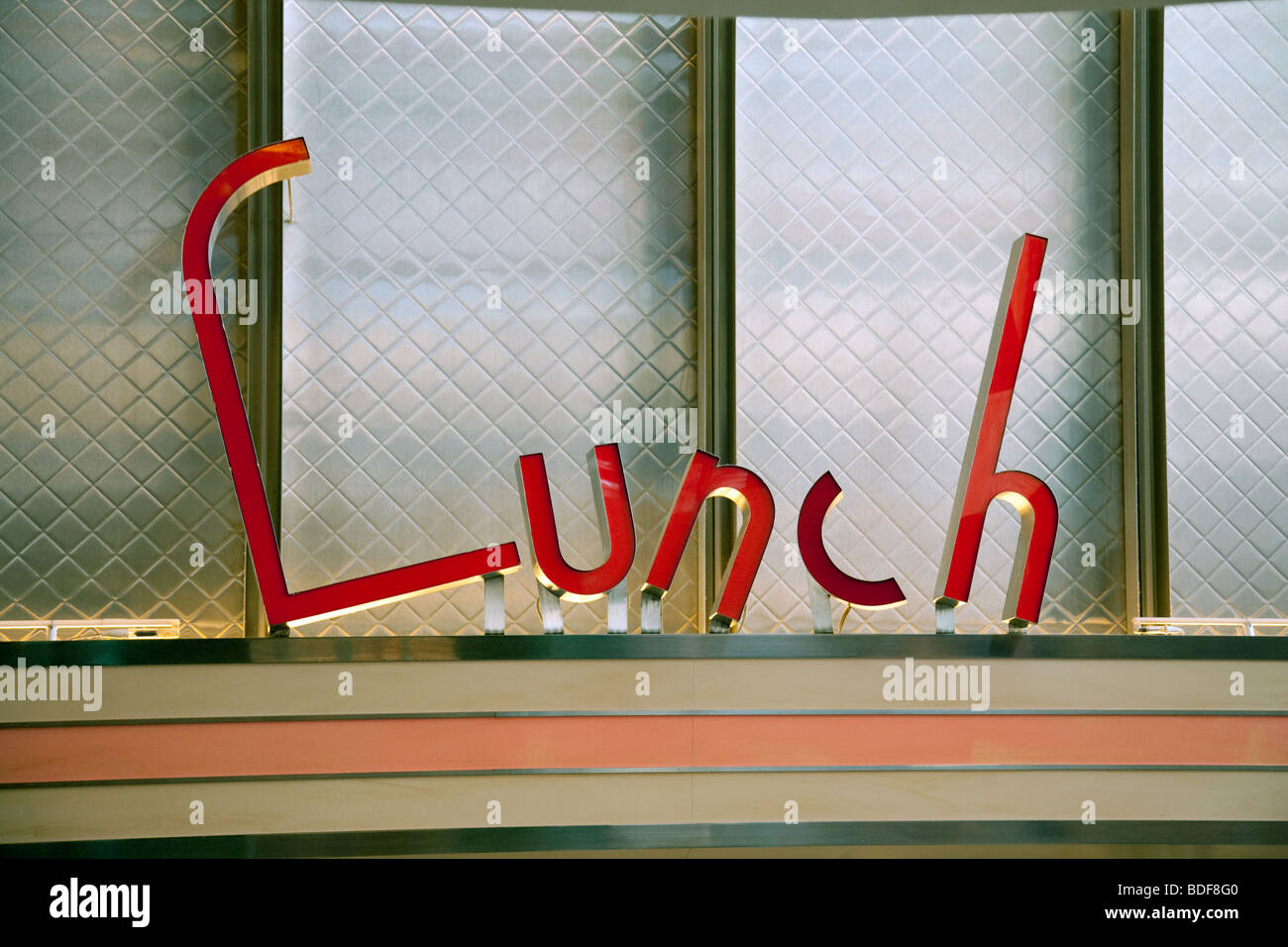 Zeichen für das Mittagessen in einem restaurant Stockfoto