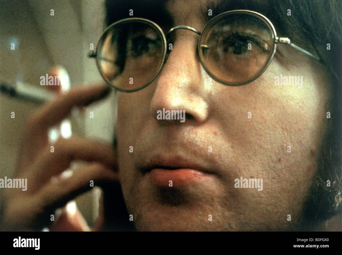 JOHN LENNON bei der New Yorker Radiostation WPLJ 1971 Stockfoto