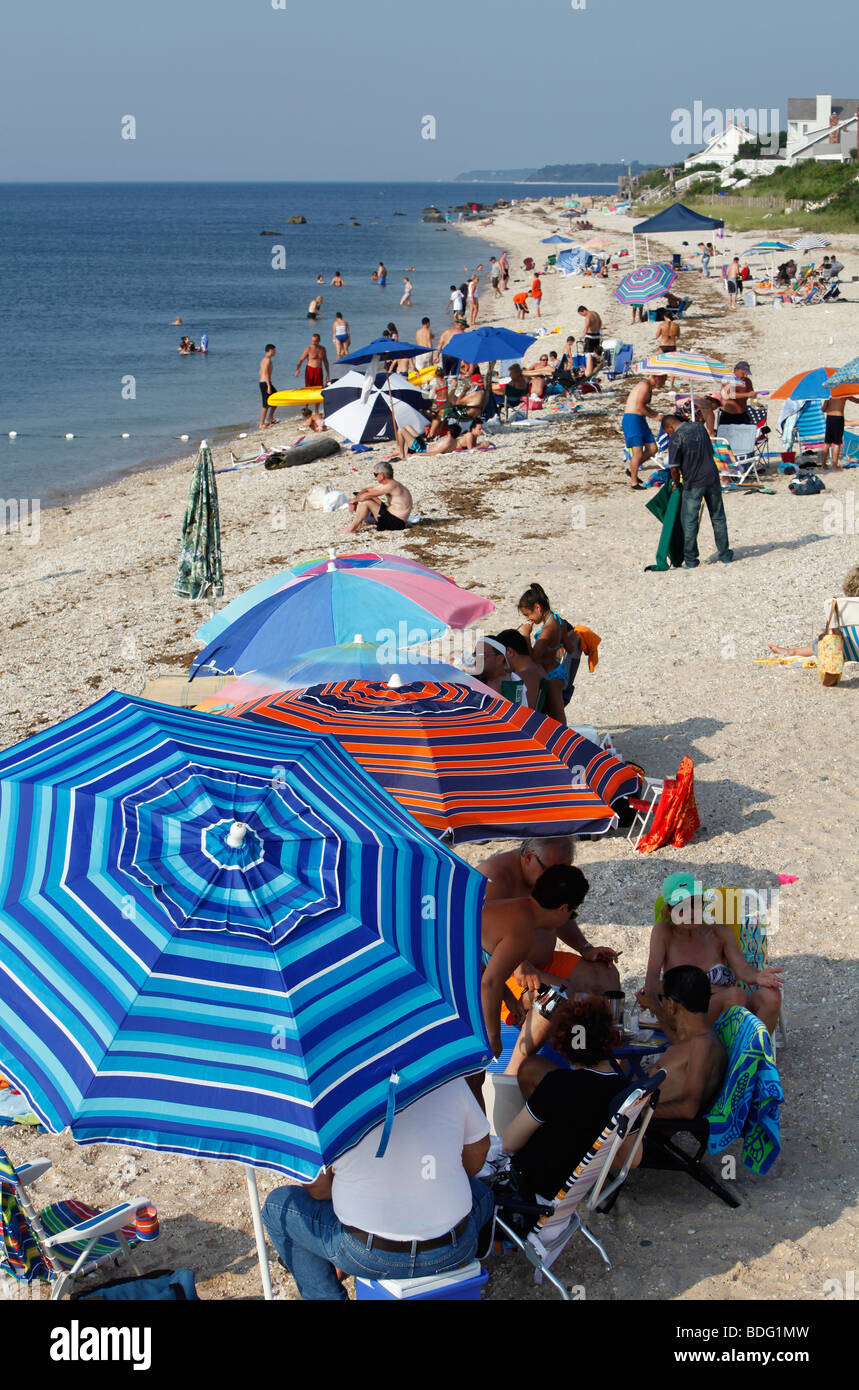 Strand auf Long Island Sound, Greenport, New York Stockfoto