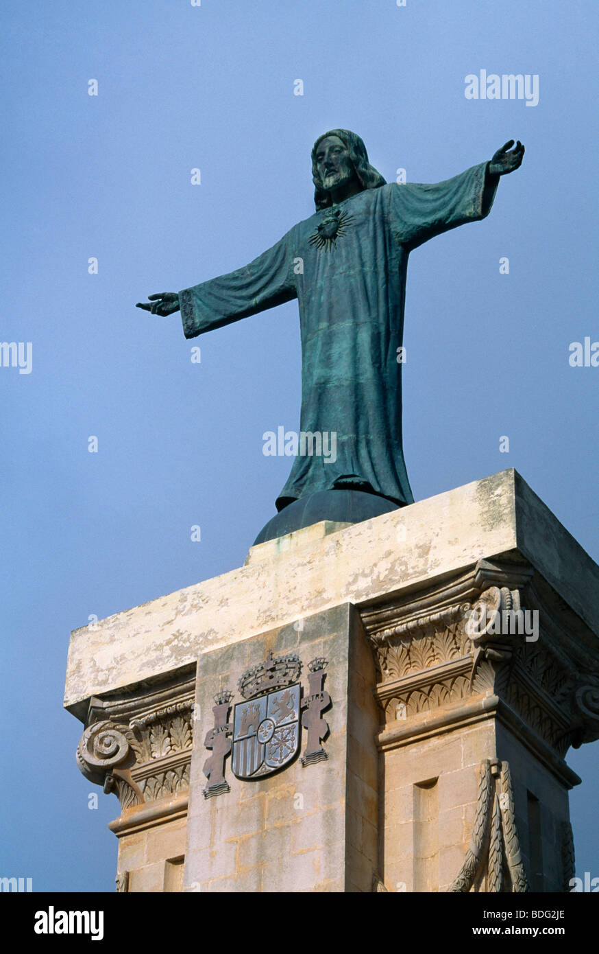 Menorca Balearen Spanien Monte Toro Kloster Christus-Statue Stockfoto