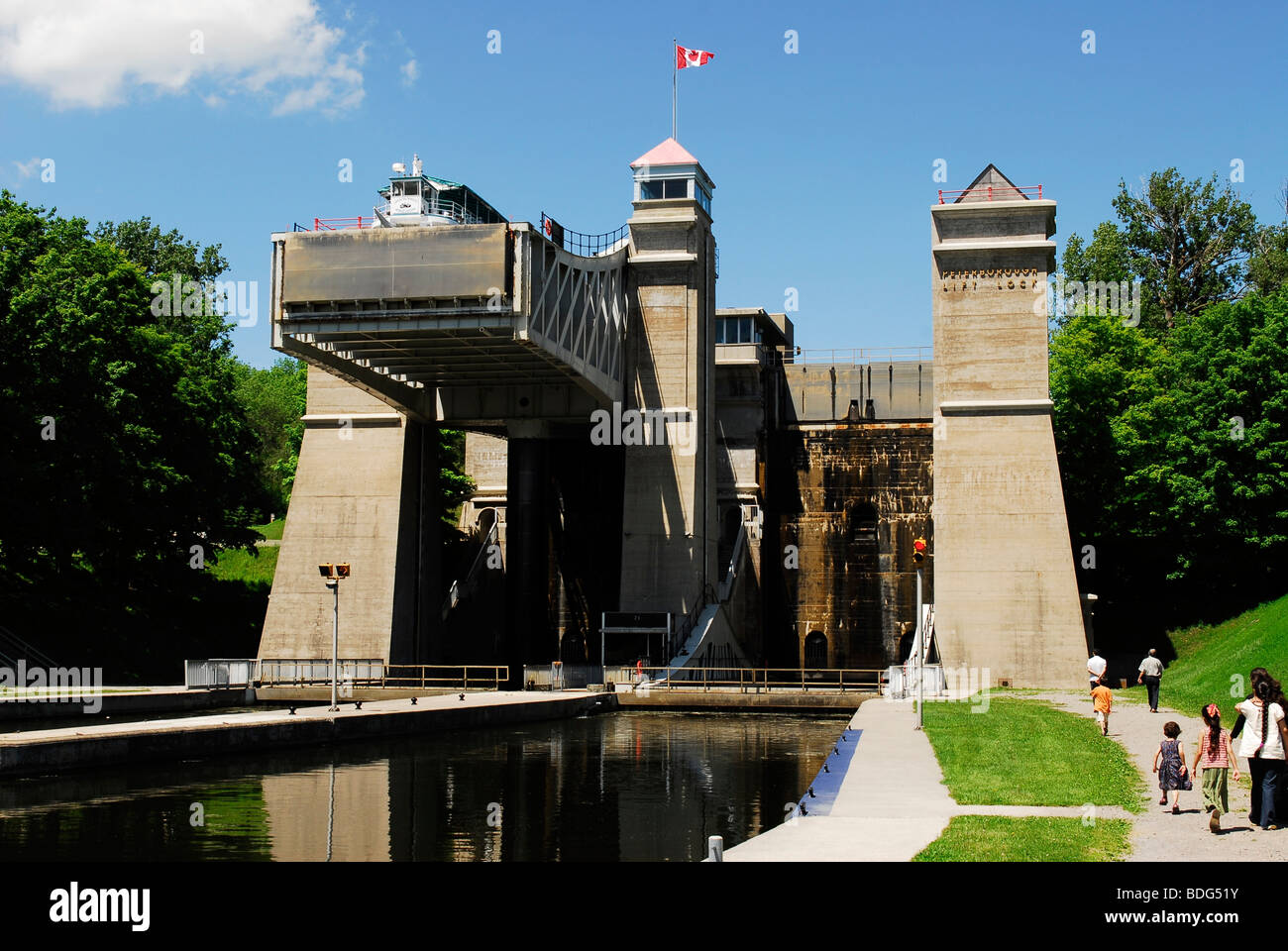 Historische Schifffahrtskanal Aufzug, Aufzug Sperre in Peterborough, Kanada Stockfoto