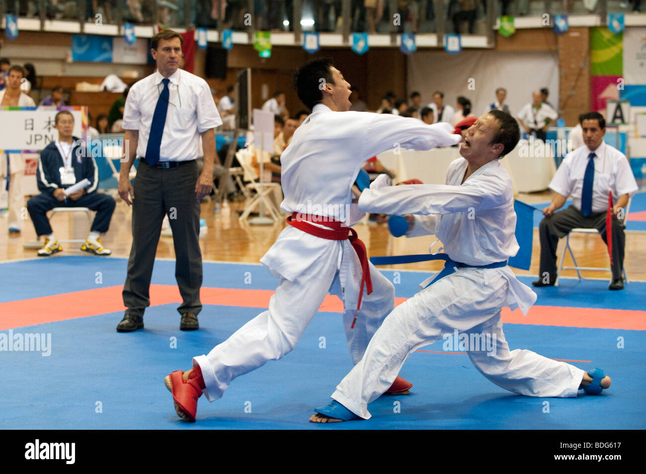 Karate Kumite Match, World Games Kaohsiung, Taiwan, 25. Juli 2009 Stockfoto