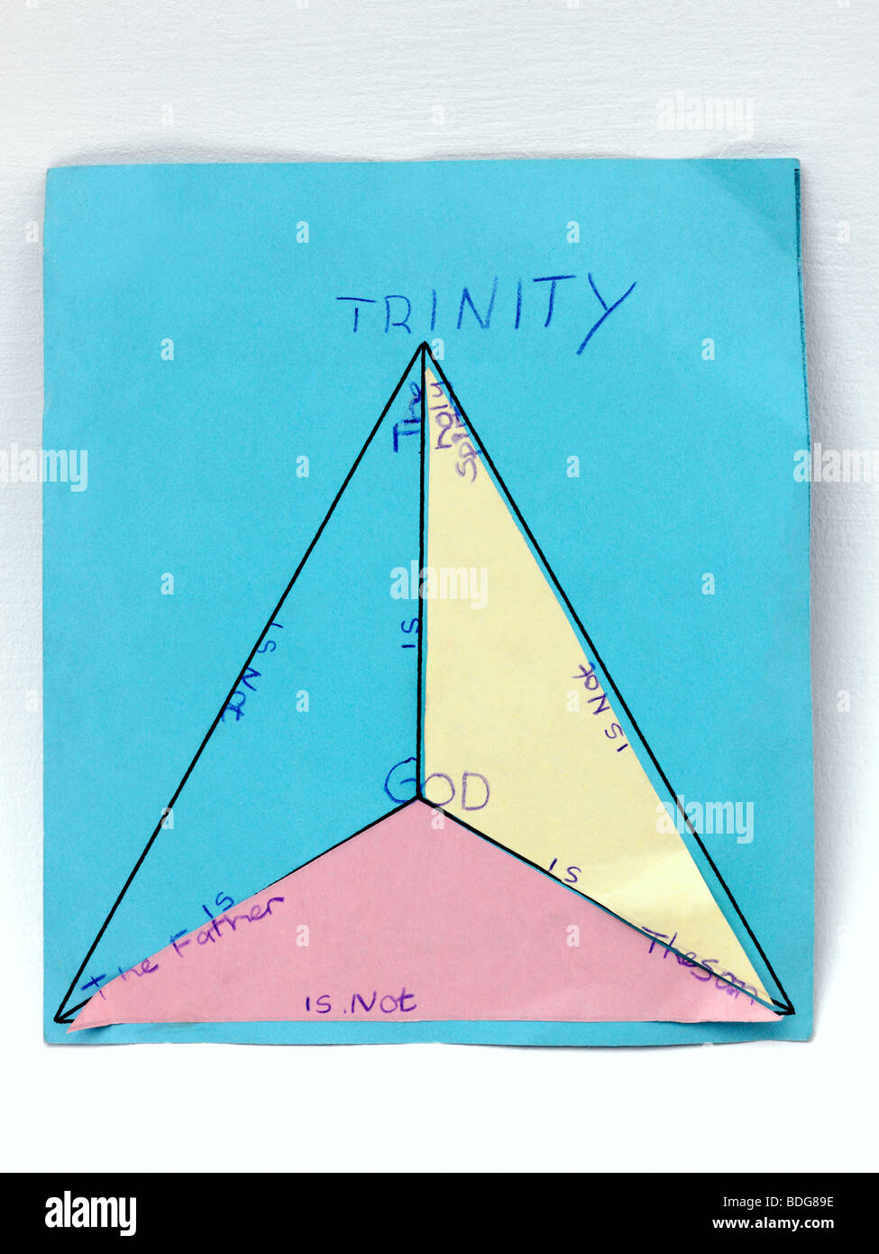Childs, die Zeichnung von der Trinity-Schild aus Sonntagsschule Stockfoto