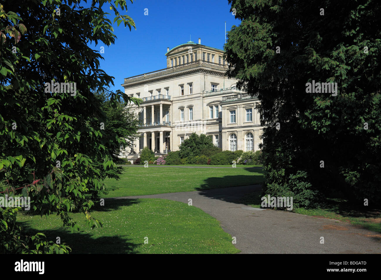 D-Essen, Ruhrgebiet, NRW, D-Essen-Bredeney, Friedrich Alfred Krupp, Villa Huegel, Huegel Park, Wohnsitz der Familie Krupp, Familiensitz, der Industriellenfamilie, Vertretung der Firma Krupp, Sitz des kulturellen Stiftung Ruh Stockfoto