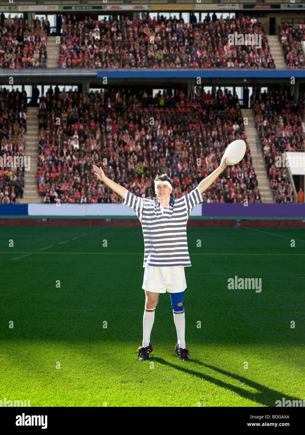 Rugby-Spieler feiern Stockfoto