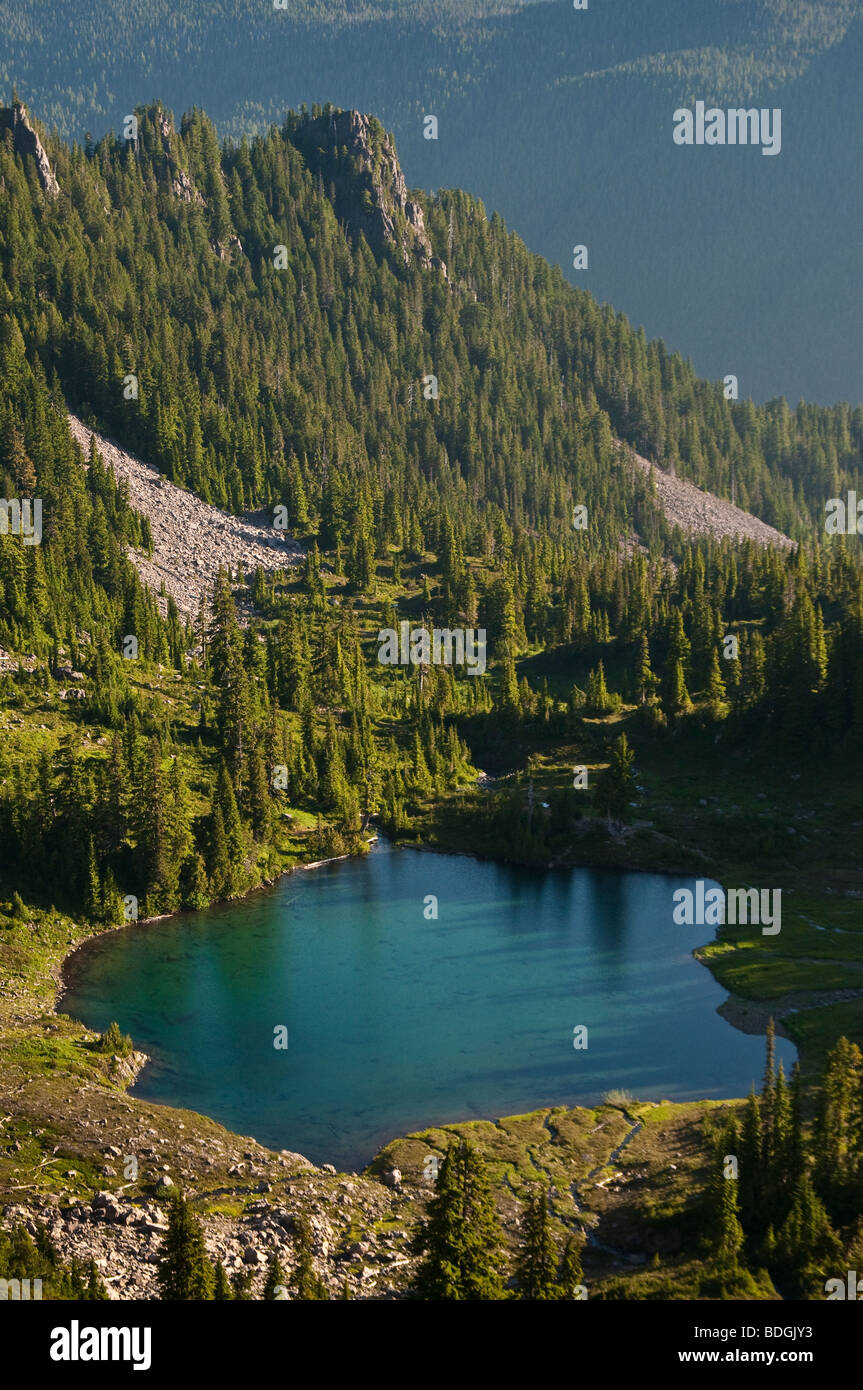 Runder See im sieben-Seen-Becken, Olympic Nationalpark, Washington. Stockfoto