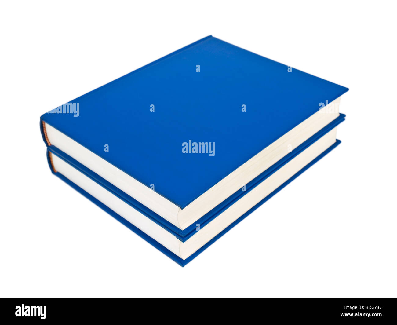 Zwei blaue Bücher isoliert auf weißem Hintergrund. Stockfoto