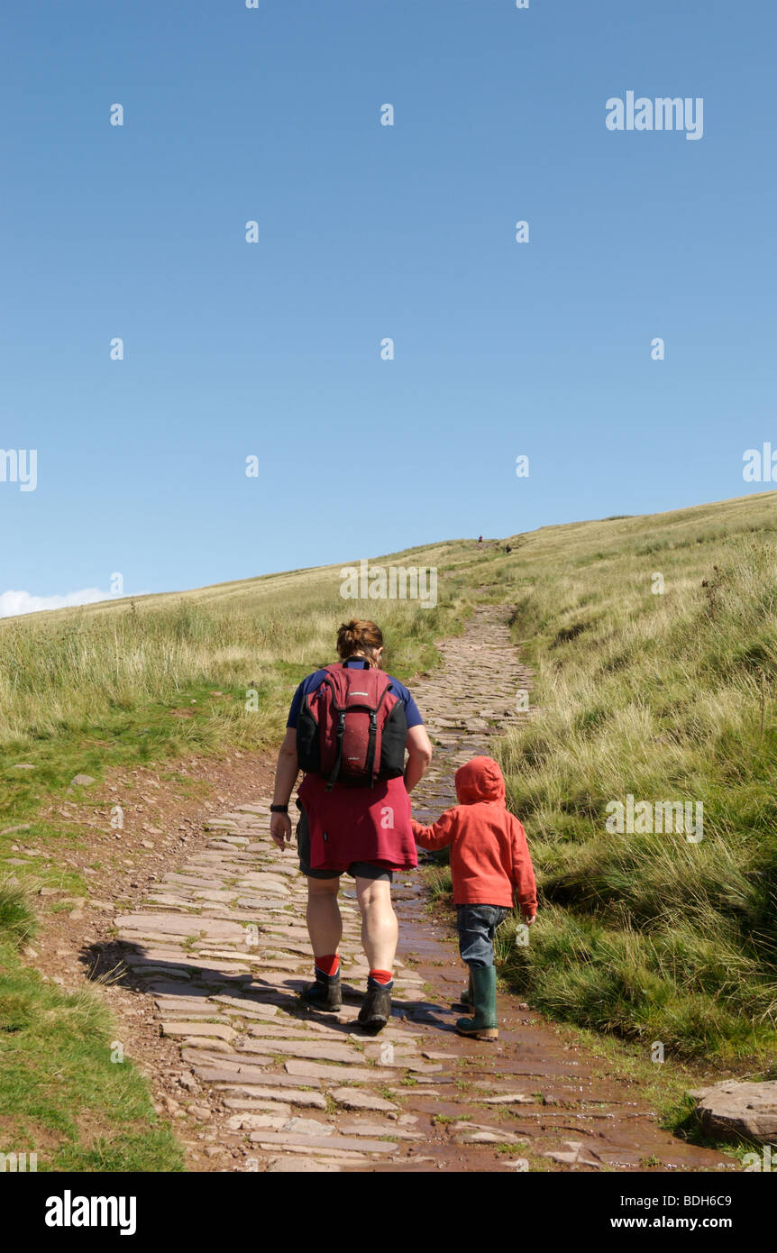 Der Beginn der Wanderung bis Pen Y Fan, der höchste Berg in Großbritannien, Brecon Beacons, Südwales Stockfoto